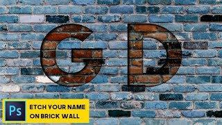 Photoshop Tutorial : Create Etching Text Effect on brick wall 2018