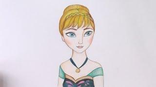 Как нарисовать Анну из мультфильма Холодное сердце. Anna from Frozen- Painting | Art School