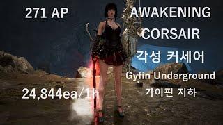 Black Desert 각성 커세어 271공 Awakening Corsair 271 AP 가이핀 지하 Gyfin Underground Level2 LS 24,844ea/1h