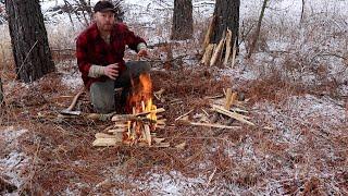 Winter fire, AXE only! One Tree Fire.