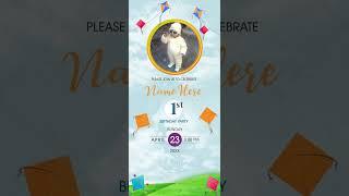 Whatsapp Birthday Video Invitations | Kite Birthday Invitation | 1st Birthday Invitation | VG-2243-V
