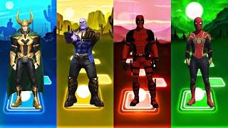 Tiles Hop EDM Rush - Loki vs Thanos vs Deadpool vs Spiderman