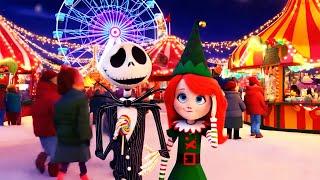 Christmas Jack Skellington and Sally Happy Holidays Adventure Animation