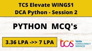 TCS Elevate Wings1 : DCA Python Session 2 | Python MCQ's