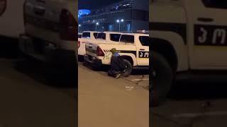 Writing #ACAB on cop cars during the anti-government #protests in #Tbilisi, #Georgia