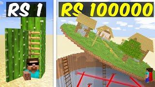 Rs1 vs Rs1,00,000 SECRET BASE BUILD BATTLE IN MINECRAFT