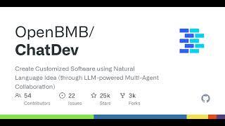 GitHub - OpenBMB/ChatDev: Create Customized Software using Natural Language Idea (through LLM-pow...