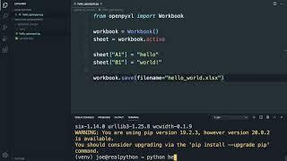 Create a "Hello World" Excel Spreadsheet With openpyxl