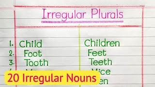 20 Irregular Plural Form | Irregular Plural Nouns | Let's Write