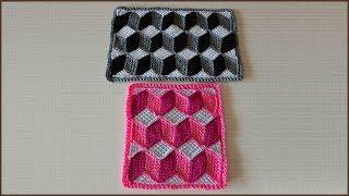 Crochet rug with 3D pattern. Part 1.