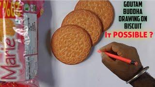 Goutam Buddha Drawing on Biscuit/Creative Drawing Ideas/creative prasanta