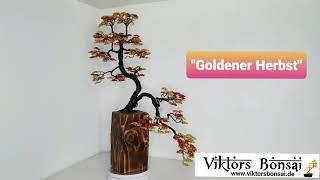 Viktors Bonsai "Goldener Herbst". Drahtbaum, Bonsai aus Draht, drahtbaum kaufen, Bonsai als Geschenk