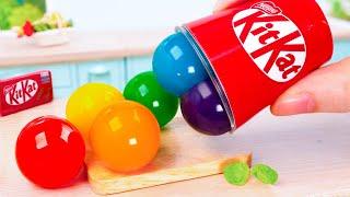 Rainbow KITKAT JELLY Top Miniature Rainbow Tiny Kitkat Recipe DecoratingTiny Cakes