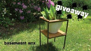 GIVEAWAY- steel and oak plant stand