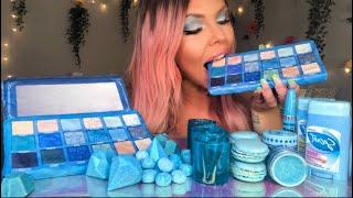 ASMR EDIBLE JEFFREE STAR BLUE BLOOD PALETTE (FAKE), CANDY MAKE UP, DIAMONDS, SHOT GLASS MUKBANG 먹방