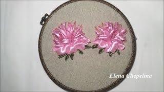 Ribbon embroidered peony