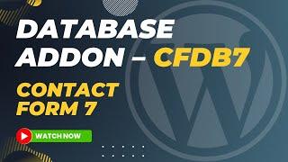 WordPress Tutorial #48 WordPress Contact Form 7 Database Addon – CFDB7