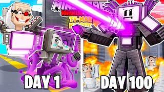 I Survived 100 Days as TITÁN TV-MAN in HARDCORE Minecraft!