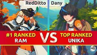 GGST ▰ RedDitto (#1 Ranked Ramlethal) vs Dany (TOP Ranked Unika). High Level Gameplay