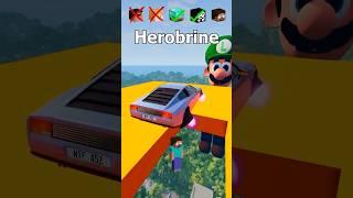 NOOB vs Girl vs Pro vs HACKER vs HEROBRINE Car Jump Challenge!    #shorts #beamngdrive