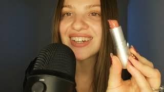 Lipstick application, tapping, mouth sounds 