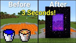 how to make nether portal with lava and water | easy trick 1.16.5+