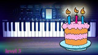 3 Levels - Tanti Auguri a te - Happy Birthday - Note per pianoforte, Tastiera, pianola