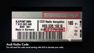 Audi Radio Code Serial Number PIN Unlock | A3, A4, A5, A6