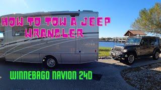 How to flat tow a Jeep Wrangler | Winnebago Navion 24D