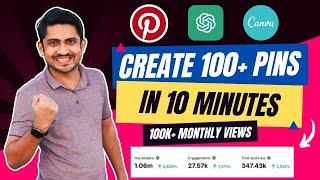 How To Create 100 Pins In 10 Minutes Using AI | Bulk Create Pinterest Pins With ChatGPT And Canva