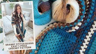 Granny Stitch Ruana Crochet Pattern - Easy One Piece Construction with Pockets!