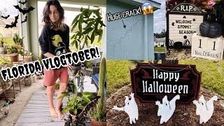 VLOGTOBER pt.1! Outdoor Halloween Decor Redo, Hurricane Damage, Books & More!