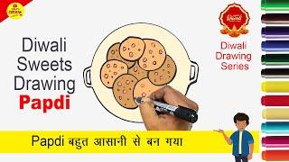 How to draw Sweets - Namakin Papdi | Diwali drawing series