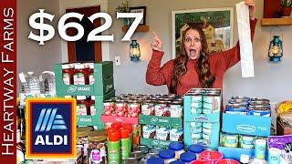 Our BIGGEST Aldi Haul EVER! HUGE grocery stock up for winter | Heartway Farms