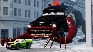 Epic escape from Lightning McQueen Eater, Dinoco Helicopter Eater, Sheriff Eater |BeamNG.Drive