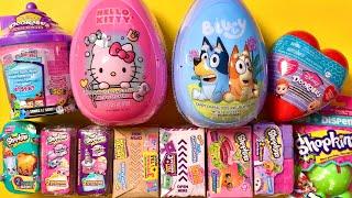 Asmr unboxing eggs! Hello Kitty, Bluey, shoppkings, Doorables