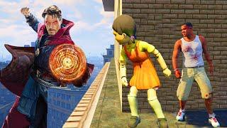 Franklin play HIDE AND KILL with Squid Game Doll & DR.STRANGE In GTA 5...