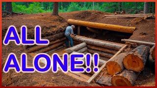 Man Builds 2-Room Log CABIN Underground | Start to Finish by @bushcraftua1