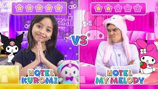 LEIKA KUROMI VS TOMPEL MY MELODY ALL SANRIO HOTEL CHALLENGE  FUNNY KIDS CHALLENGE