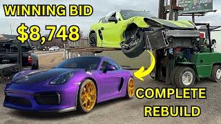 REBUILDING A WRECKED PORSCHE CAYMAN IN 25 MINS OR LESS