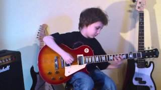 Dustin Tomsen 8 yr old covers KISS "Parasite" + solo (Studio version !!!)