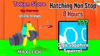 I Hatching Non Stop 8 Hours - Giga Sapphire Squirrel Pet & Arm Wrestle Simulator Roblox #139