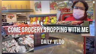 GROCERY SHOP  WITH ME TO  +Adam's  +Hannaford + Dollar General + Fish Market. DAILY VLOG ON BUDGET