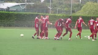 Brandon Carney opens the scoring for Crawley Green v St Panteleimon-2nd Aug 2022.
