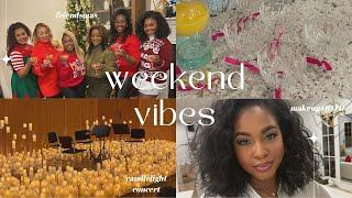 WEEKEND VLOG || go to makeup routine, candlelight concert with bae, Friendsmas!