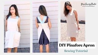 Sew a simple pinafore/ cross back apron - no pattern needed - sewing tutorial