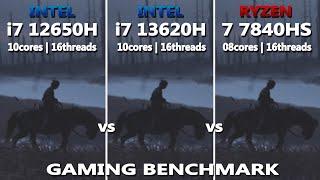 INTEL i7 12650H vs i7 13620H vs RYZEN 7 7840HS Gaming Benchmark Test | Tested in 10 Games | RTX 4060