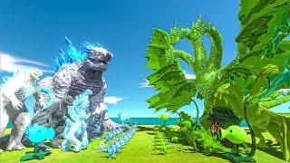 Ice Team + Shimo VS King Ghidorah + Green Team - Animal Revolt Battle Simulator