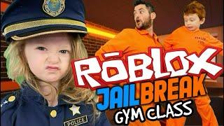 Kids Workout! ROBLOX! JAILBREAK GYM CLASS! Real-Life VIDEO GAME! Kids Workout Videos, DANCE, PE FUN!