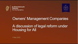 Owners’ management companies- a discussion of legal reform under Housing for All